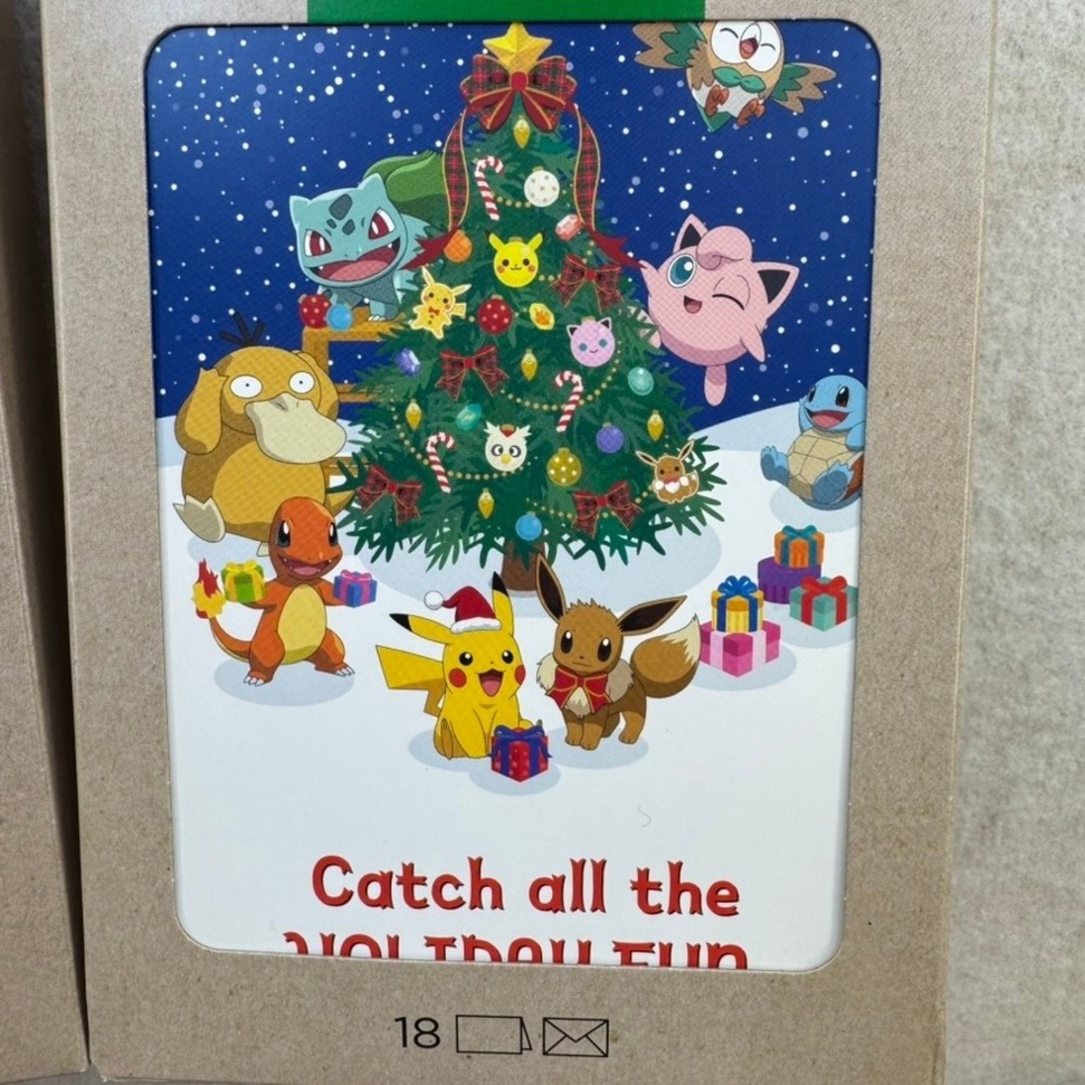Pokemon Christmas Holiday 18 Cards with Envelopes 2 boxes Pikachu Eevee - Picture 2 of 4
